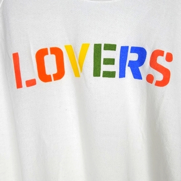 SUNDRY Lovers Graphic Sweatshirt Multicolor White Terry Sporty Women's Cozy Top - Picture 3 of 16